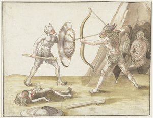 iki vahşi adam arasında kavga by Erhard Schon