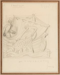 İsa ve balıkların mucizevi taslağı, Aralık 1933 (kağıt üzerine kurşun kalem) by Eric Gill