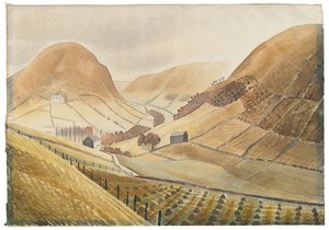 Mısır Tarlaları ve Çiftlikler - Hill Farm, Capel-y ffin, Galler, 1938 by Eric Ravilious