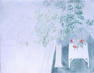 Bir Ağacın Altında Haşhaş Vazosu (suluboya) by Eric Ravilious