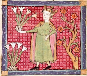 Nisan: bitki toplama. Ermengol de Beziers (Matfre Ermengau) (Ermengaud) tarafından “Breviaire d