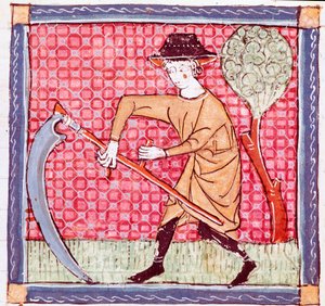 Haziran: orak tutan bir köylü. Ermengol de Beziers (Matfre Ermengau) (Ermengaud) tarafından “Breviaire d