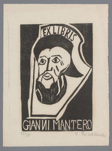 Ekslibris van Gianni Mantero by Erna Levy Friedländer (signed by artist)