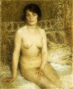 Oturmuş bir Nude (tuval üzerine yağlı boya)