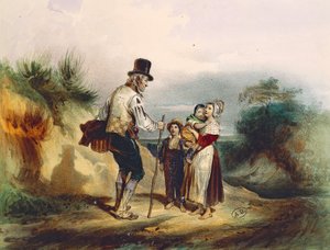 Kısa yol, Victor Hugo'nun (1802-1885) Les Miserables için Ernest Grenier'in suluboya illüstrasyonu by Ernest (after) Grenier