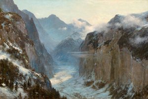 "Dünyanın derin yerleri onun elindedir" (tuval üzerine yağlıboya) by Ernest Albert Waterlow