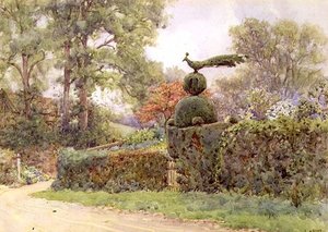 Eski Porsuk Çit, Speldhurst, Kent (suluboya) by Ernest Arthur Rowe