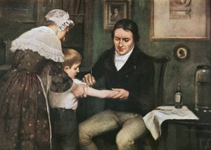 Dr Edward Jenner (1749-1823), çiçek hastalığına karşı ilk aşısını sekiz yaşındaki James Phipps üzerinde yapıyor, 14 Mayıs