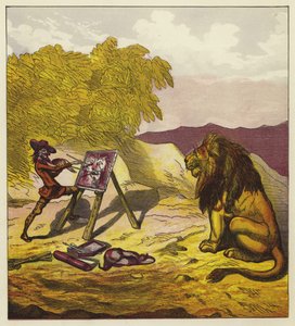 John Bold aslanı resmediyor by Ernest Henry Griset