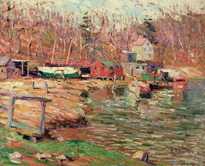 Harlem Nehri Sahnesi (masonit üzerine yağ) by Ernest Lawson