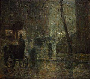 Islak Gece, Gramercy Parkı (Yağmur Sonrası, Nocturne) by Ernest Lawson