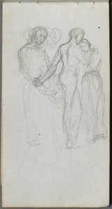 Sketchbook, sayfa 10: Kucaklayan Figürler. by Jean Louis Ernest Meissonier