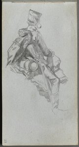 Sketchbook, sayfa 23: Oturan Asker. by Jean Louis Ernest Meissonier
