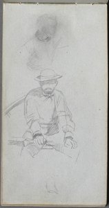 Eskiz defteri, sayfa 30: Oturan erkek Figür ve Profilde Figür. by Jean Louis Ernest Meissonier