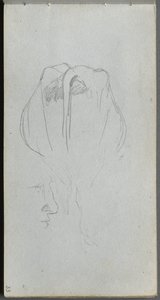 Sketchbook, sayfa 33: Arkadan İnek Çalışması ve Profil Çalışması. by Jean Louis Ernest Meissonier