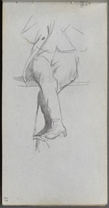 Sketchbook, sayfa 37: Figür Çalışması, çapraz bacaklar. by Jean Louis Ernest Meissonier