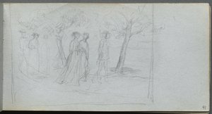 Sketchbook, sayfa 41: Bir Manzaradaki Figürler. by Jean Louis Ernest Meissonier