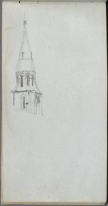 Sketchbook, sayfa 44: Church Spire. by Jean Louis Ernest Meissonier
