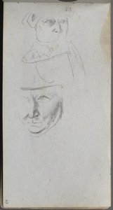 Sketchbook, sayfa 47: Üç Yüz Çalışmaları. by Jean Louis Ernest Meissonier