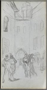 Eskiz defteri, sayfa 63: Avludaki Figürler by Ernest Meissonier