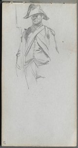 Sketchbook, sayfa 67: Bir Askerin Çalışması. by Jean Louis Ernest Meissonier