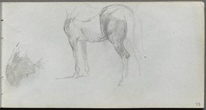 Sketchbook, sayfa 73: Study of a Horse, profil. by Jean Louis Ernest Meissonier