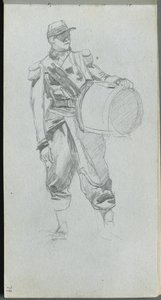 Eskiz defteri, sayfa 79: Davullu Asker. by Jean Louis Ernest Meissonier