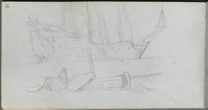 Sketchbook, sayfa 85: Bir Gemi ve Şamandıra Çalışması by Ernest Meissonier