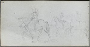 Eskiz defteri, sayfa 91: Atlı Figürler. by Jean Louis Ernest Meissonier