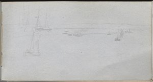 Eskiz defteri, sayfa 94: Deniz manzarası. by Jean Louis Ernest Meissonier