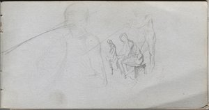 Sketchbook, sayfa 98: Figürlerin İncelenmesi. by Jean Louis Ernest Meissonier