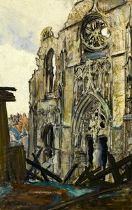 Peronne, 3.1.1919 (kağıt üzerine mum boya ve guaj boya) by Ernest Procter