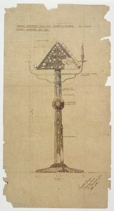 Andrews Kilisesi için Bone & Silver kakma Ebony Kürsü tasarımı, Roker 1906 (kağıt üzerine kalem ve mürekkep)