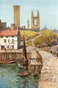Katedral Harabeleri, St. Andrews, Limandan (renkli taş) by Ernest William Haslehust