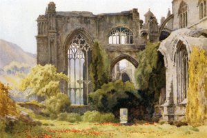 Melrose Manastırı: Koro ve Kuzey Transept (renkli taş) by Ernest William Haslehust