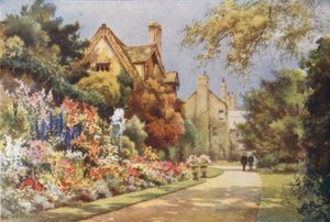 The Cottages, Worcester College Gardens (renkli taş) by Ernest William Haslehust