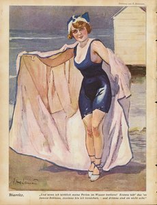 Biarritz sahilinde kadın (renkli taş)