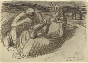 Şarap Şişeli İtalyan Köylüler, 1909. by Ernst Barlach