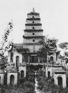 Sianfu, Ta yen ta, Shensi, Büyük Yaban Kazı Pagodası (b/w fotoğraf)