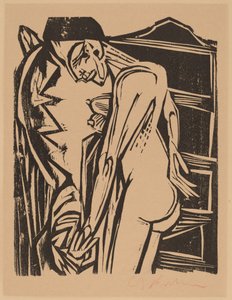 Kabine Önünde Çıplak Kadın, 1916. by Ernst Ludwig Kirchner