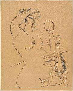 Tuvaletindeki Çıplak Kız, 1912. by Ernst Ludwig Kirchner