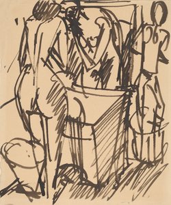 Aynalı Çıplak, Lavabo Önünde Duran, 1908-1910. by Ernst Ludwig Kirchner