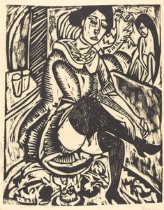 Ayakkabısını Bağlayan Kadın Frau, Schuh Zuknopfend, 1912. by Ernst Ludwig Kirchner