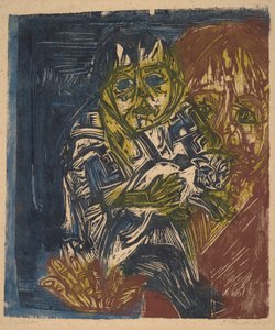 Çocuğu ve Kedisi Olan Kadın, 1919. by Ernst Ludwig Kirchner