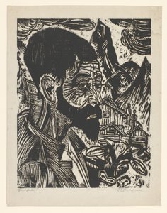 Sennkopf (Martin Schmied) (orijinal başlık) by Ernst Ludwig Kirchner (signed by artist)