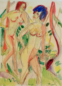 Ormandaki çıplaklar, mavi by Ernst Ludwig Kirchner