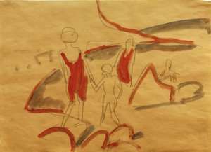 Fehmarn sahilinde yıkananlar by Ernst Ludwig Kirchner