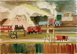 Güneş batarken tren istasyonu by Ernst Ludwig Kirchner