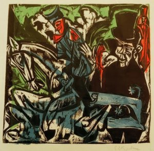 Schlemihl sokakta küçük gri adamla tanışıyor by Ernst Ludwig Kirchner