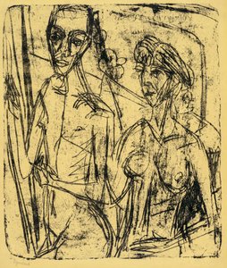 Odada Çift, Çıplak Adam Kadınla by Ernst Ludwig Kirchner